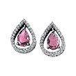 14K White Gold Pink Tourmaline and Diamond Earrings