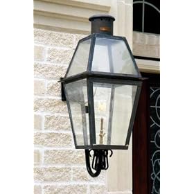 Gaslight America West-1 GL112 Lea Rue Series Antique Finish Gaslight with Glass Top