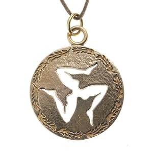 Triskelion Peace Bronze Pendant Necklace on Adjustable Natural Fiber Cord