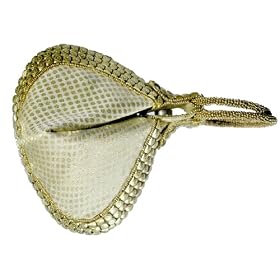 Gift for Women A Stylish Folding Handbag With Sequined Bordering (White & Golden) - Perfect Evening Accessory