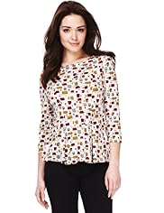 Petite House Print Peplum Top