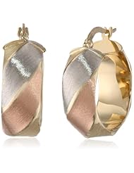 Duragold 14k Tri-Color Satin Finish Hoop Earrings, (0.8" Diameter)