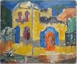 Catalonia, 1964 Expressionist Landscape Oil Painting Notable Artist Janet Ament 1916-2000