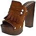 Nature Breeze Maroon 03 High Heel Fringe Studded Open Toe Clogs Tan