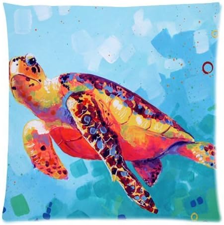 Turquoise, Brown and White Exotic Cowhide Print Pillowcase Throw Pillow Case Sofa Decorative Home Custom Cushion Cover 18 X 18 Inch