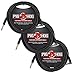 Pig Hog PCH10BKR Black Woven Instrument Cable, 10ft Right Angle - 3-Pack