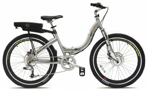 Prodeco V3 Stride 8 Speed Folding Electric Bicycle, Brushed Aluminum with Satin Clear, 26-Inch/One Size