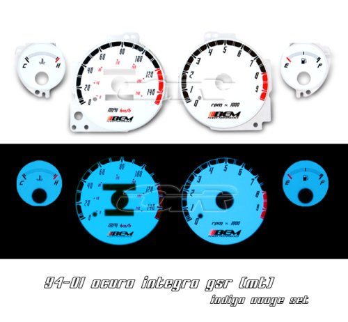 94 95 96 97 98 99 00-01 ACURA INTEGRA DC2 GSR GS-R VTEC MT MANUAL WHITE EL INTERIOR PANEL GLOW GAUGE