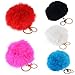 Sandistore Cute Artificial Rabbit Fur Ball Keychain Bag Plush Car Key Ring Car Key Pendant (Hot Pink)