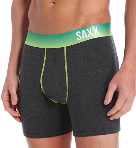Saxx Mens Fiesta Lifestyle Boxers Underwear Large Heather/Zest