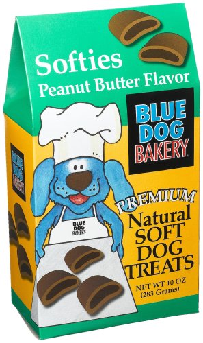 Blue Dog Bakery Premium Natural Soft Dog Treats, Peanut Butter Flavor Softies, 10-Ounce Box (Pack of 6)