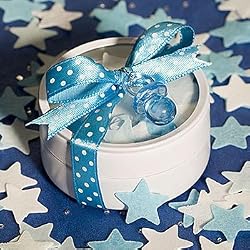 Round Tins filled with Blue & White bath confetti, 1
