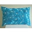 Aquamarine Roses - Decorative Pillow Covers - Rectangle Pillow Cover with Satin Embroidery