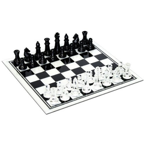 Black and Clear Glass Chess Set On Sale