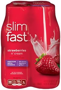 SlimFast Strawberries and Cream Ready To Drink Shakes, 10 Ounce (Pack of 24)