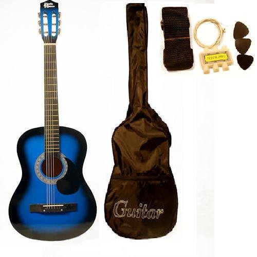 Beginner 38 Inch Blue Acoustic Guitar with Gig Bag and Accessories