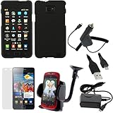 GTMax 6pcs - Black Rubberized Hard Case + LCD Screen Protector + Car Charge ....