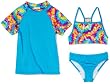 Speedo Girls 7-16 Kaleidoscope Tye Dye With Rashguard 3 Piece Swimsuit Set