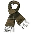 100% Wool Men's Winter Jacquard Snowflake Tassels Ends Long Scarf - Various Colors