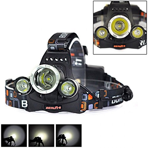 Distinguished 6000LM LED Headlamp Color Black Headlight Flashlight Night Light with Battery USB AC Charger