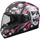 AFX FX-90 Skull Full Face Motorcycle Helmet Black/Pink Large