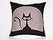 OJIA 18 X 18 Inch Cotton Linen Decorative Throw Pillow Cover Cushion Case, Cartoon Black Cat