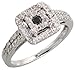 14 Karat Weissgold Fantasie Damen Radiantschliff Diamanten Ring, mit 0.50 Karat Brilliantschliff Schwarz & Weiss Diamanten, (9mm) breit