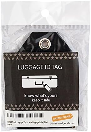 Untold Goods Luggage Tag - Travel, Backpack, Suitcase, or Baggage Label, Black