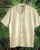 100% Textured Silk Camp Shirt With Jacquard Pattern (Regular and Big & Tall Sizes)