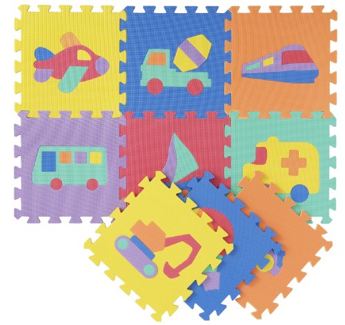ジョイント式マット パズルマット風(のりもの) 30×30 9枚入 N-9397