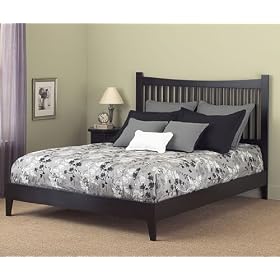 Jakarta Platform Bed Queen Size With Headboard, Footboard and Rails In Black Finish By Fashion Bed Group