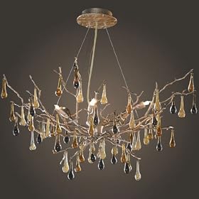 ELK Lighting 1721-6 Bijou 6 Light Single Tier Chandelier in Silver Leaf with Blown Glass... by Elk
