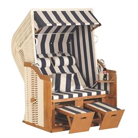 Eurita Strandkorb Knight Blue and White Luxury Garden beach Lounge Chair by