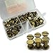RuiLing 90 Sets Bronze Chicago Screws Assorted Kit Screw Posts Metal Accessories Nail Rivet Chicago Button for DIY Leather Decoration Bookbinding Slotted Flat Head Stud Screw 5x6/10/12mm