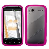 Hybrid TPU Skin Cover for HTC Sensation 4G, Hot Pink & Clear