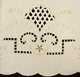 Morocco Two Tone Embroidery Formal Dinning Tablecloth Rectangle/Oblong 72 inch by 144 inch Machine Washable