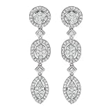  : 14k White Gold Diamond Dangle Earrings (2.00 cttw, H-I Color, I1 Clarity)