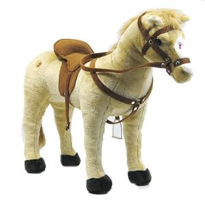 Happy People 58410 - Pferd mit 3-fach Sound, beige, stehend, Tragkraft ca. 100 kg