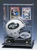 The Dual Keeper Mini Football Helmet and Two Trading Card Display Case