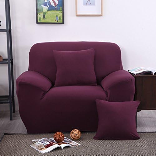 Universal Form Fit, Slip Resistant, Stylish Furniture Shield / Protector for Chair/ loveseat/ Sofa, Stretchable Chair Slipcover, Russet-red