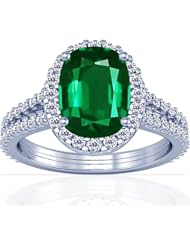 Platinum Cushion Cut Emerald Ring With Sidestones (GIA Certificate)