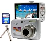 SVP Xthinn-737 Silver 7MP 3x Optical zoom 3-inch LCD Digital Camera + FREE 2GB High Speed SD Memory Card & Tripod