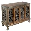 Handmade Asian Furniture - 39" Flower Vines Storage Cabinet / Sideboard Buffet - Rich Dark Finish