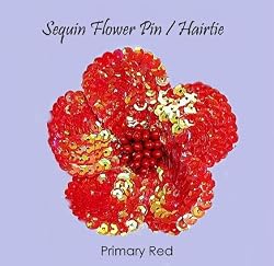 Sequin Flower Pin / Hair Tie ~ Red