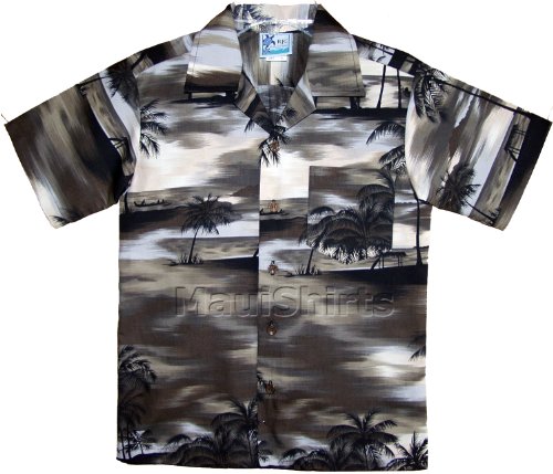 Night Time Surf Boys Hawaiian Aloha Cotton Shirt