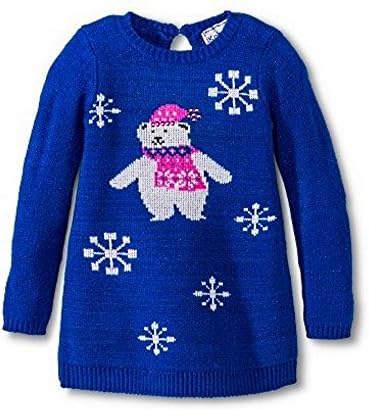 Toddler Girls' Kobe Kids Polar Bear Blue Christmas Sweater - 3T