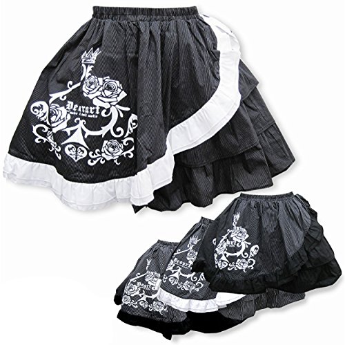 【Deorart ディオラート】DR-1980 ストライプ スカート 薔薇 バラ ローズ 王冠 クラウン スペード 三段フリル エプロン ロリータ ゴスロリ ゴシック ファッション