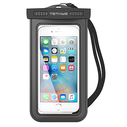 Universal Waterproof Case, TETHYS IPX8 Certified Waterproof Dry Bag for Cellphone iPhone 6 6S Plus, SE 5 5S 5C 7 Pro, Galaxy S7 S6 Edge,Note 7 6 5,4,HTC LG Sony Nokia up to 6.0" diagonal - Black