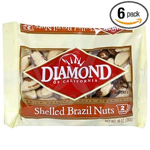 Diamond Brazil Nuts, Shelled, 10-Ounce Bags (Pack of 6) by Diamond Nuts
