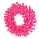 30" Pre-Lit Pink Christmas Wreath - 70 Pink & Clear Lights